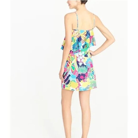 J Crew Multi Color Floral Ruffle Cami Dress size 4 - Picture 2 of 7